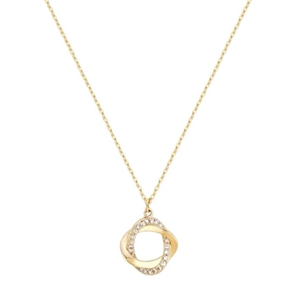 Rhinestone Braided Circle Gold Pendant Necklace - Picture 1 of 6